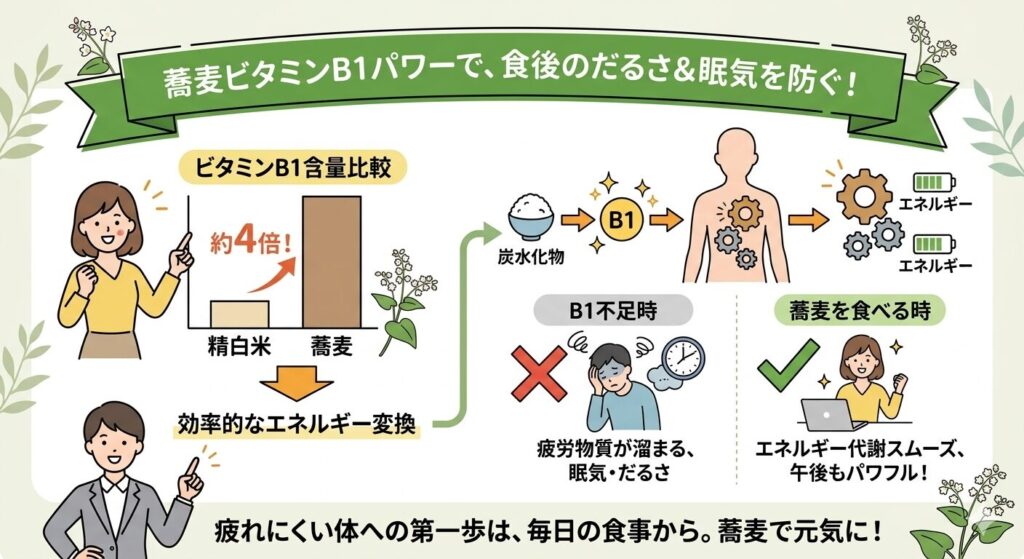 ビタミンB1で糖質をエネルギーに変える仕組みの図解
