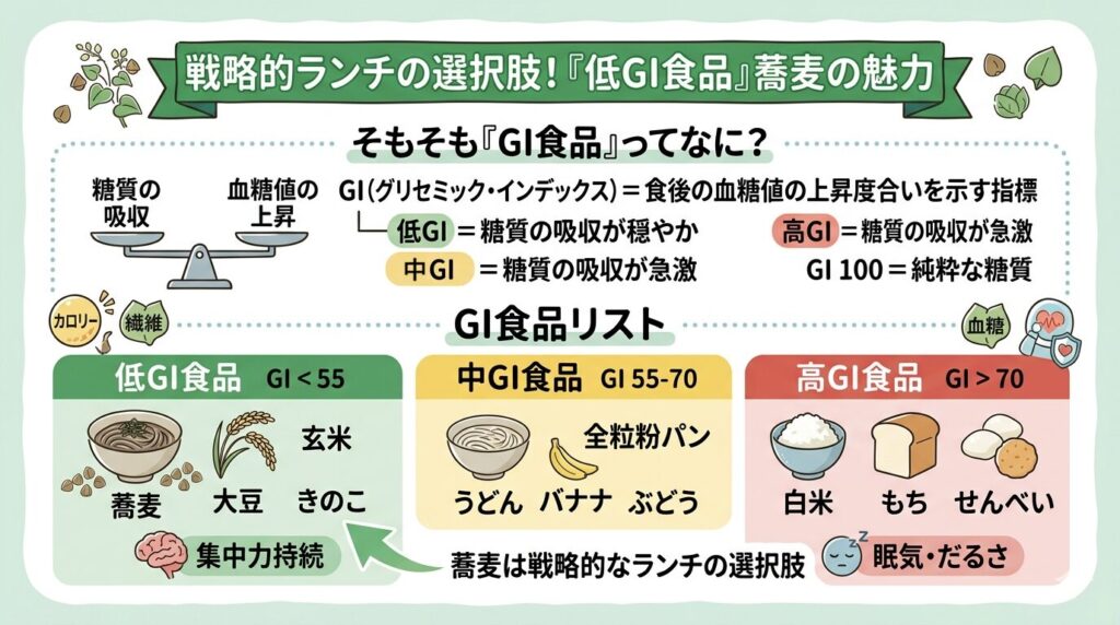 GI食品の説明とGI食品リストの図解
